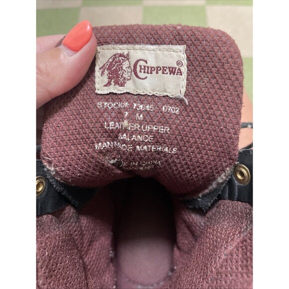 Vintage Chippewa Black Leather Logger Boots Men's 7 Women’s 9 Moto Boots Utility - Picture 11 of 11